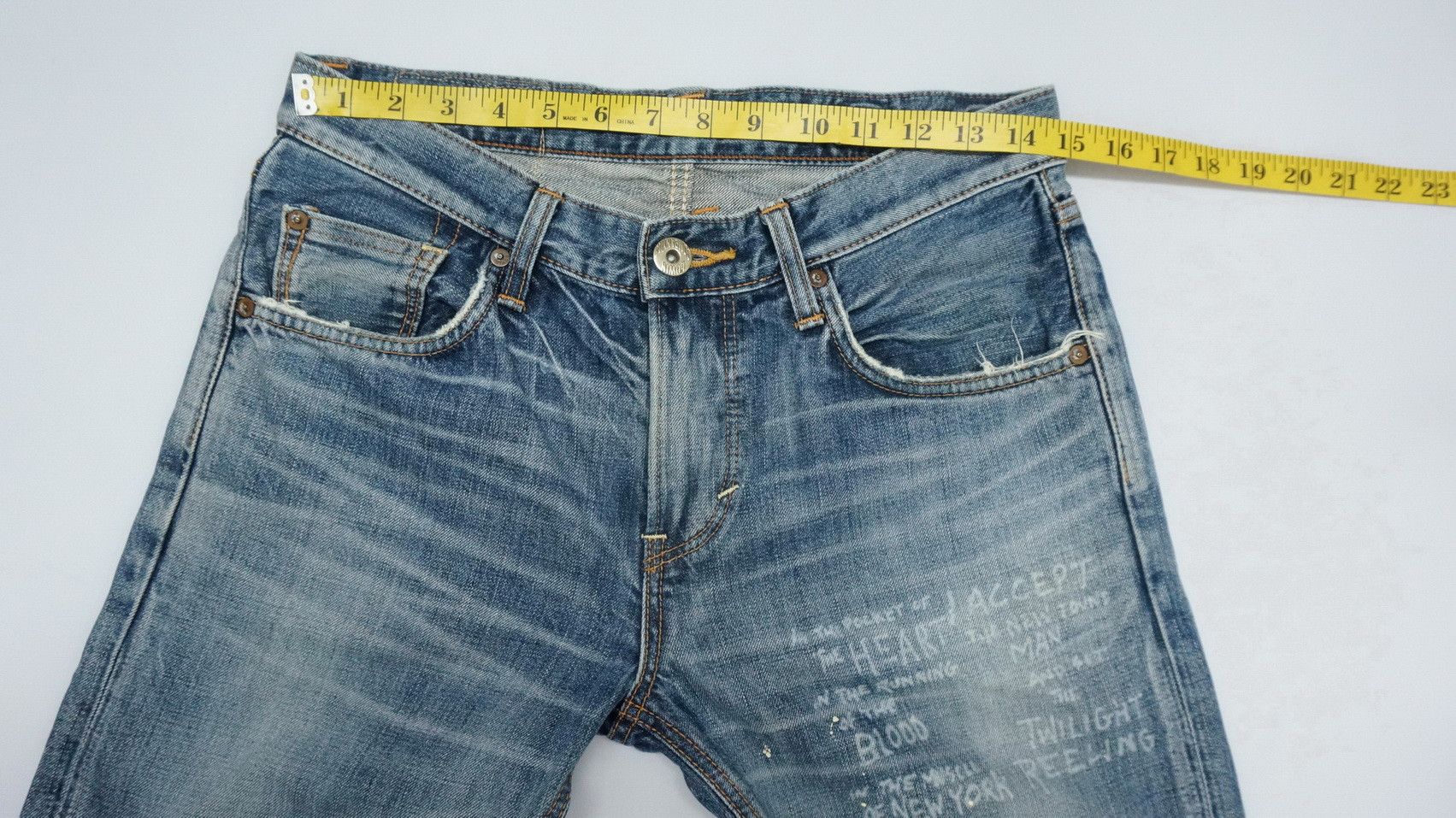 Rare! EDWIN 'Midnight Blues' Reworked Distressed Slim Jeans - 14