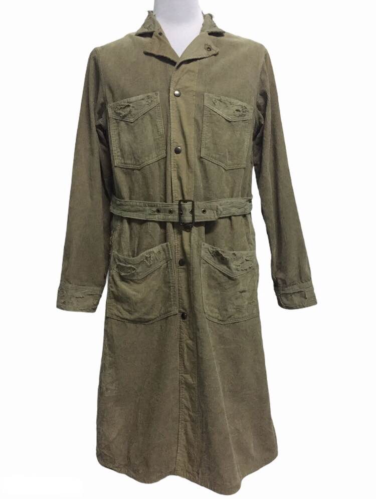 Kapital Corduroy Rare Distressed Boro Design Long Coat Belted - 1