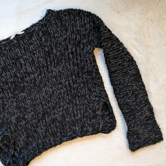 Joan Vass, N.Y. Vintage Hand Knit 100% Wool Boxy Sweater Tassel Ties Small - 4