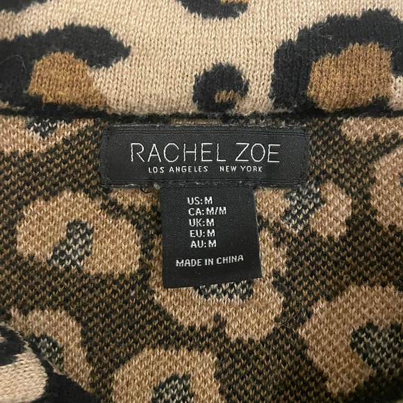 Rachel Zoe Zip Up Knit Leopard Sweater Size Medium - 5