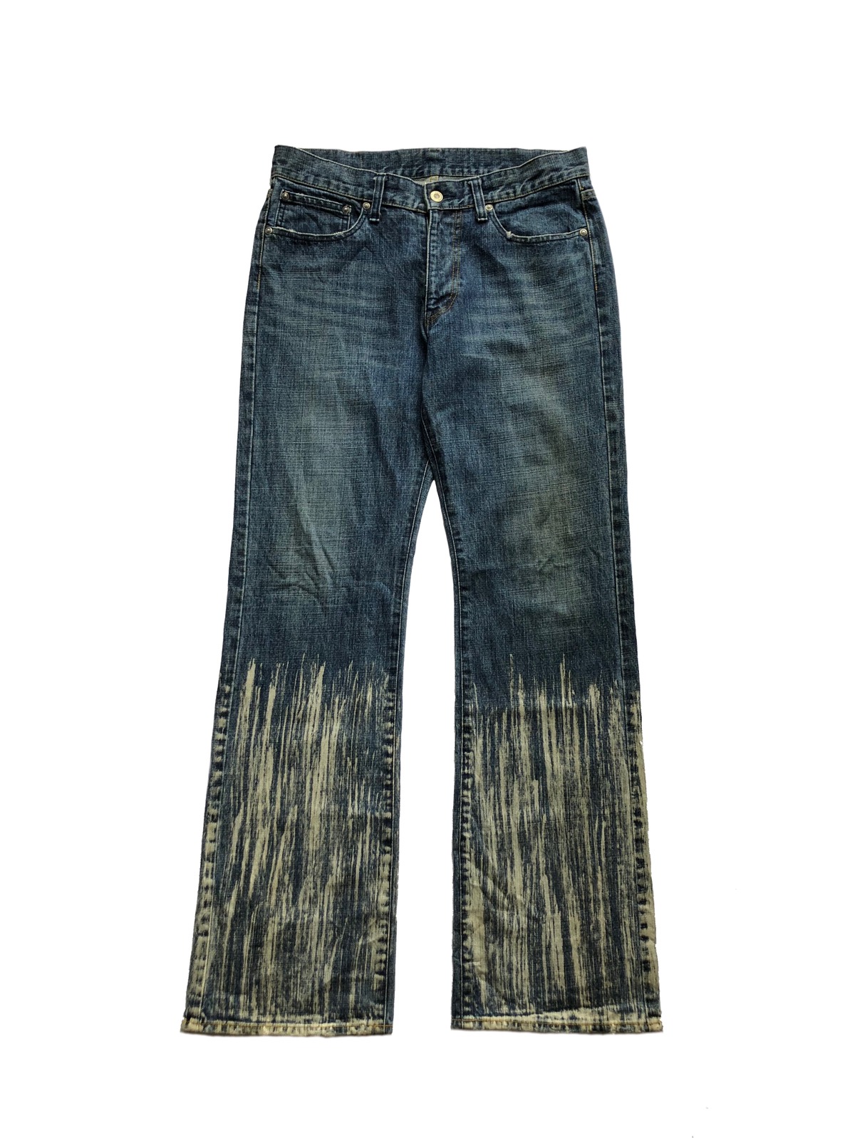 2000s Lanvin Brush Painted Washed Denim Jeans - 1