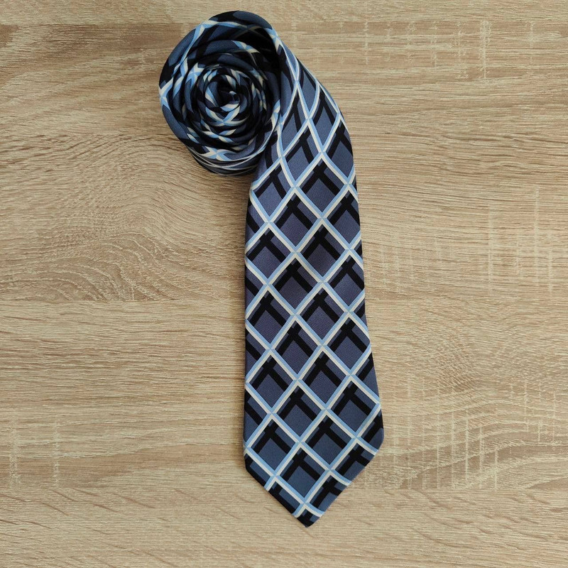 Hermes Paris Silk Tie 5309 TA Geometry Blue - 1