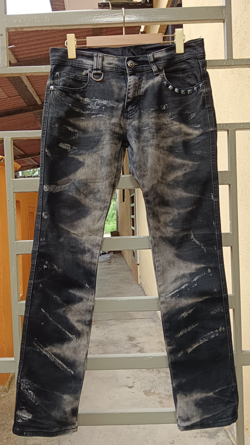 Japanese Brand - The Black Gene Skull Gem Stud Skinny Punk Jeans - 1