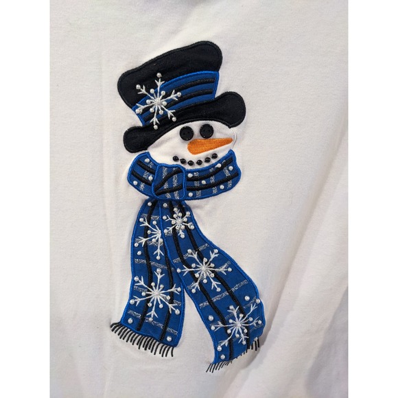 Peanut Butter & Jelly Christmas Beaded Snowman Shirt 1X - 6