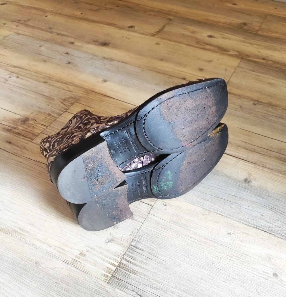 Gianni Barbato - Woodburning leather boots.Like Saint Laurent or Celine - 5