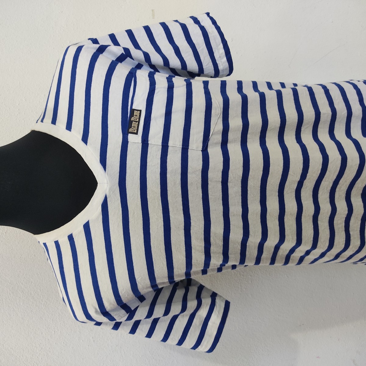 BLUE BLUE Japan Single Pocket Stripes Mens T-Shirt - 2