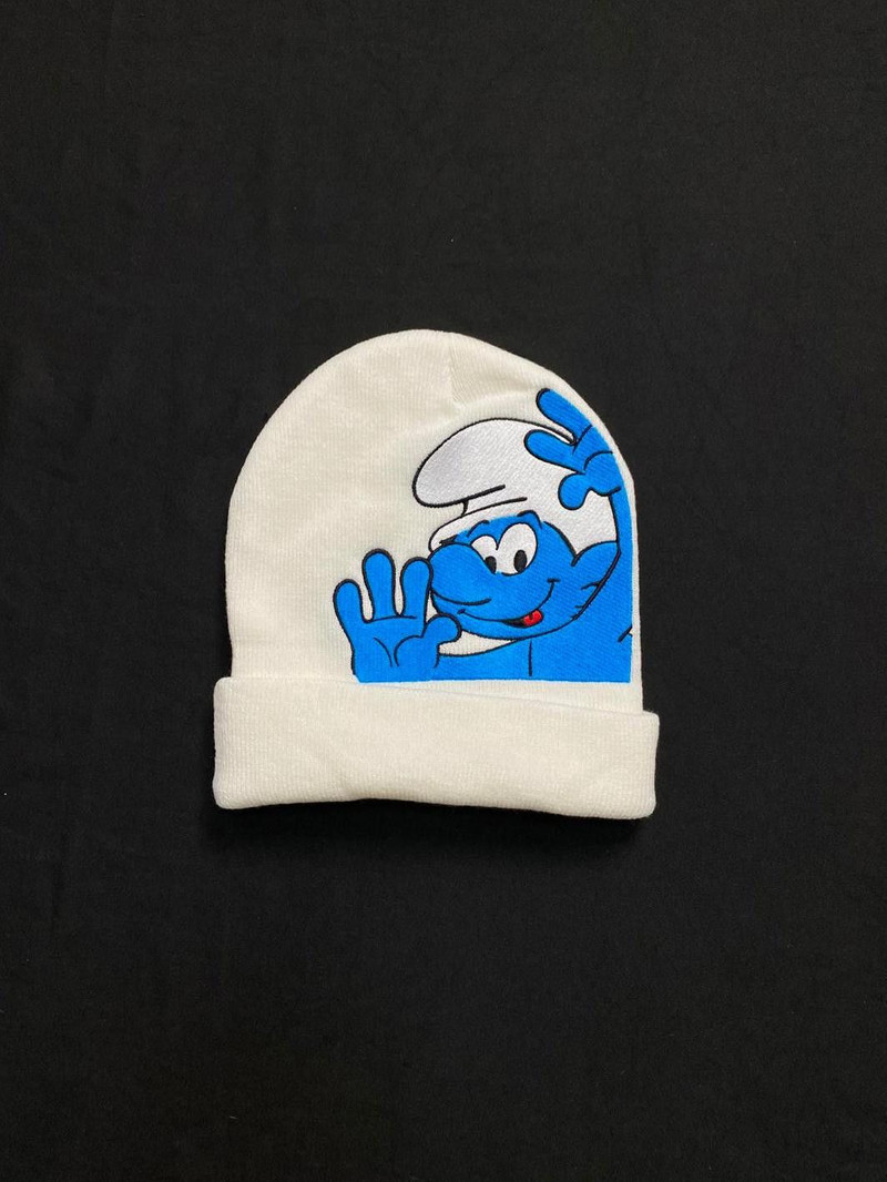 Deadstock Supreme Smurfs Graphic White Beanie Hats OS - 1