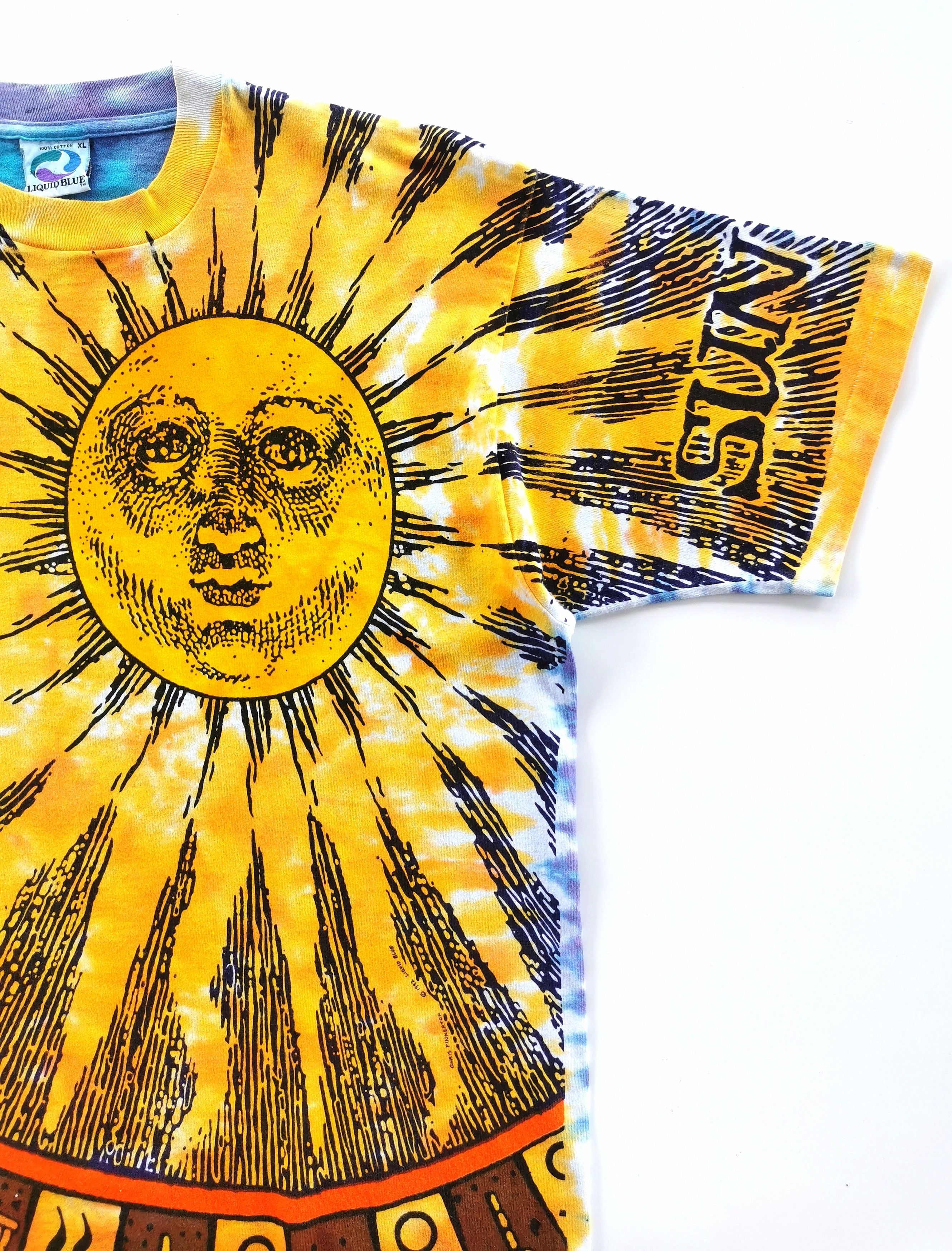 1992 Vintage Sun Moon Art By Chris Pinkerton Liquid Blue Tee - 3