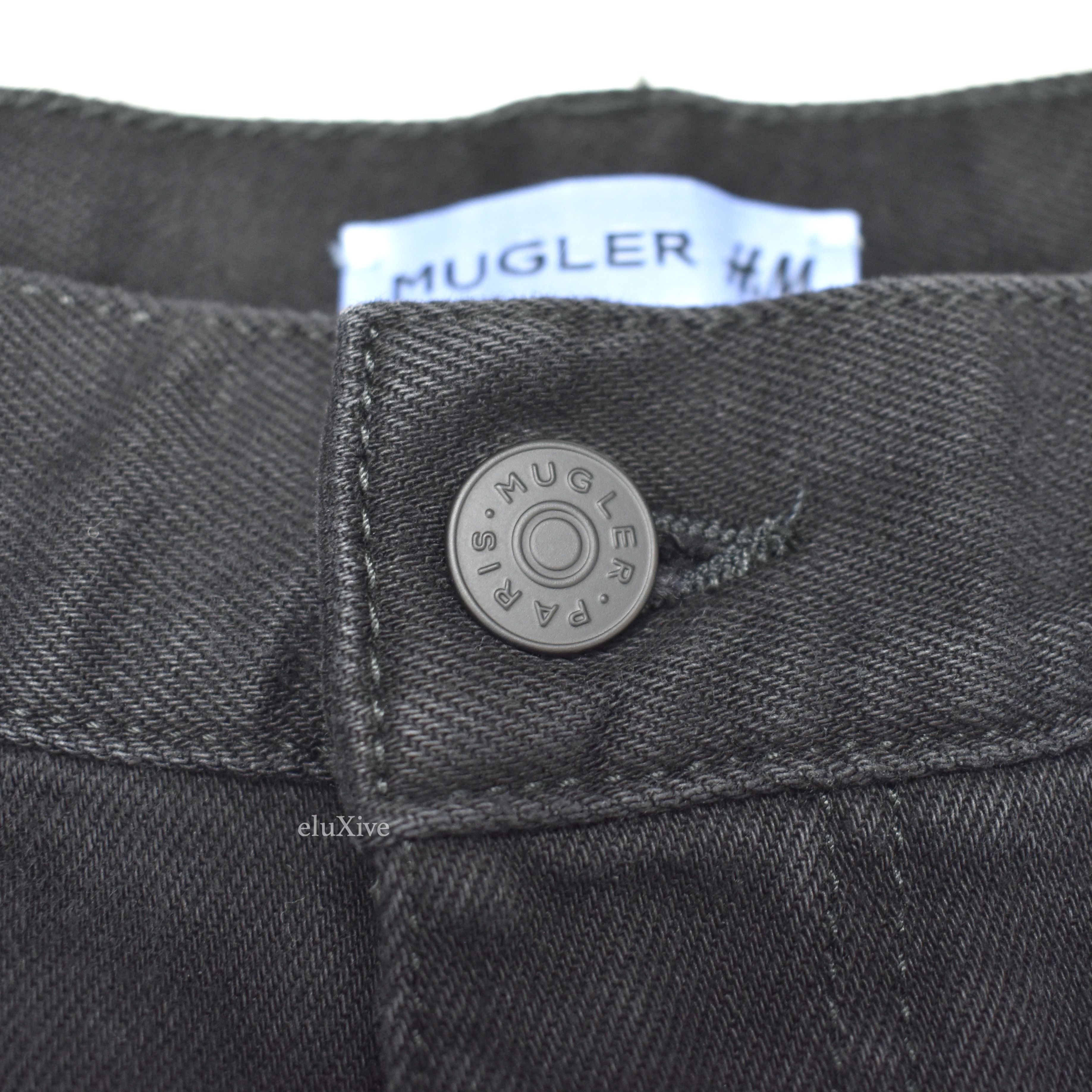 Mugler H&M Black Spiral Panel Denim Jeans - 7