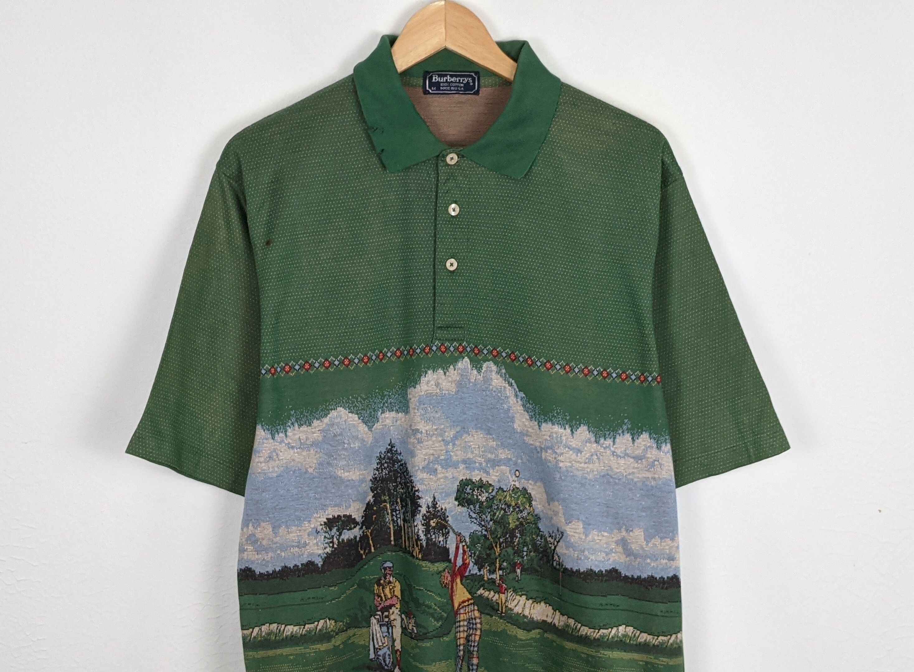 Vintage Burberrys Golf print polo shirt 80s 90s - 2