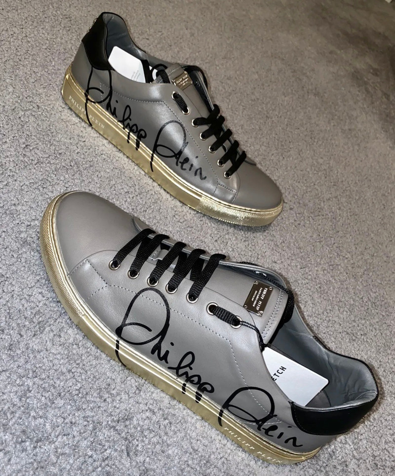 Philipp Plein Low-Top Signature Sneakers Grey Size 44 NWT - 1