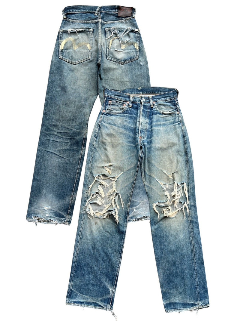 Vintage Evisu Seagul Selvedge Distressed Denim Jeans 30x31 - 1