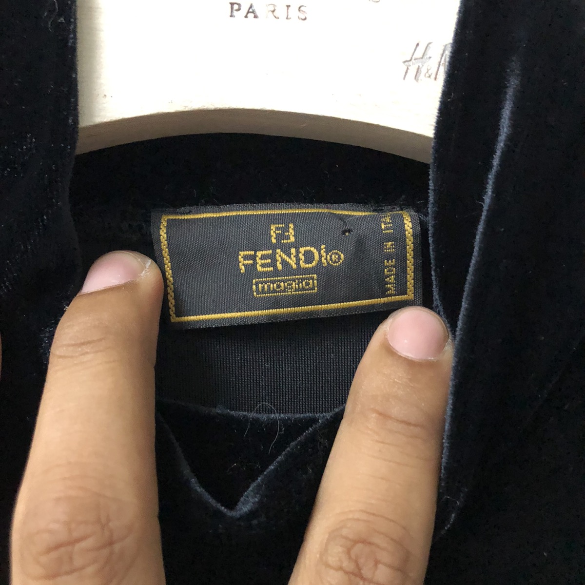 Vintage Fendi turtleneck FF logo velvet fabric - 6