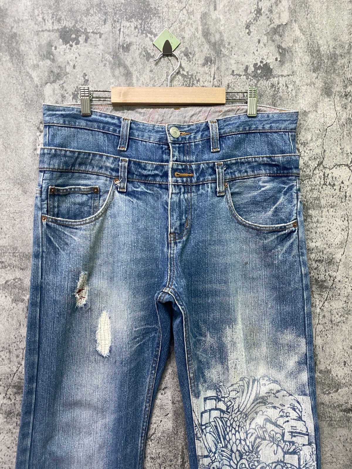 Vintage KARAKURI TAMASHI Double Waist Denim - 3