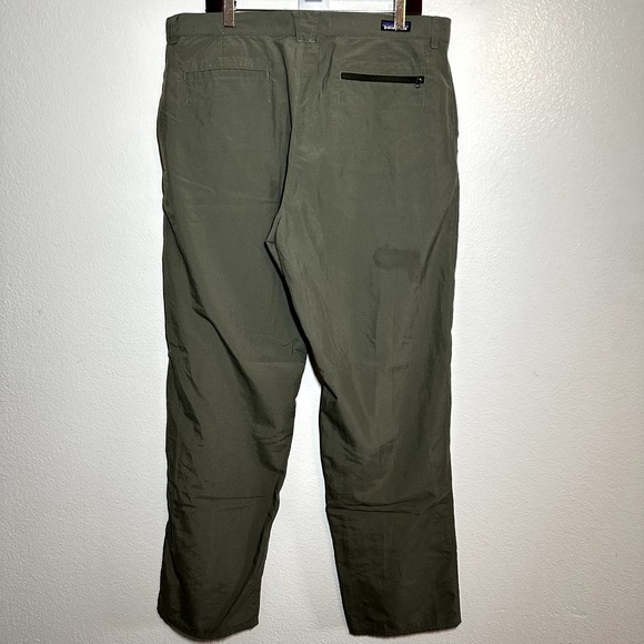 Patagonia Nylon Chino Pants Back Zipper Slash Pocket Zip Fly Green 38" - 4