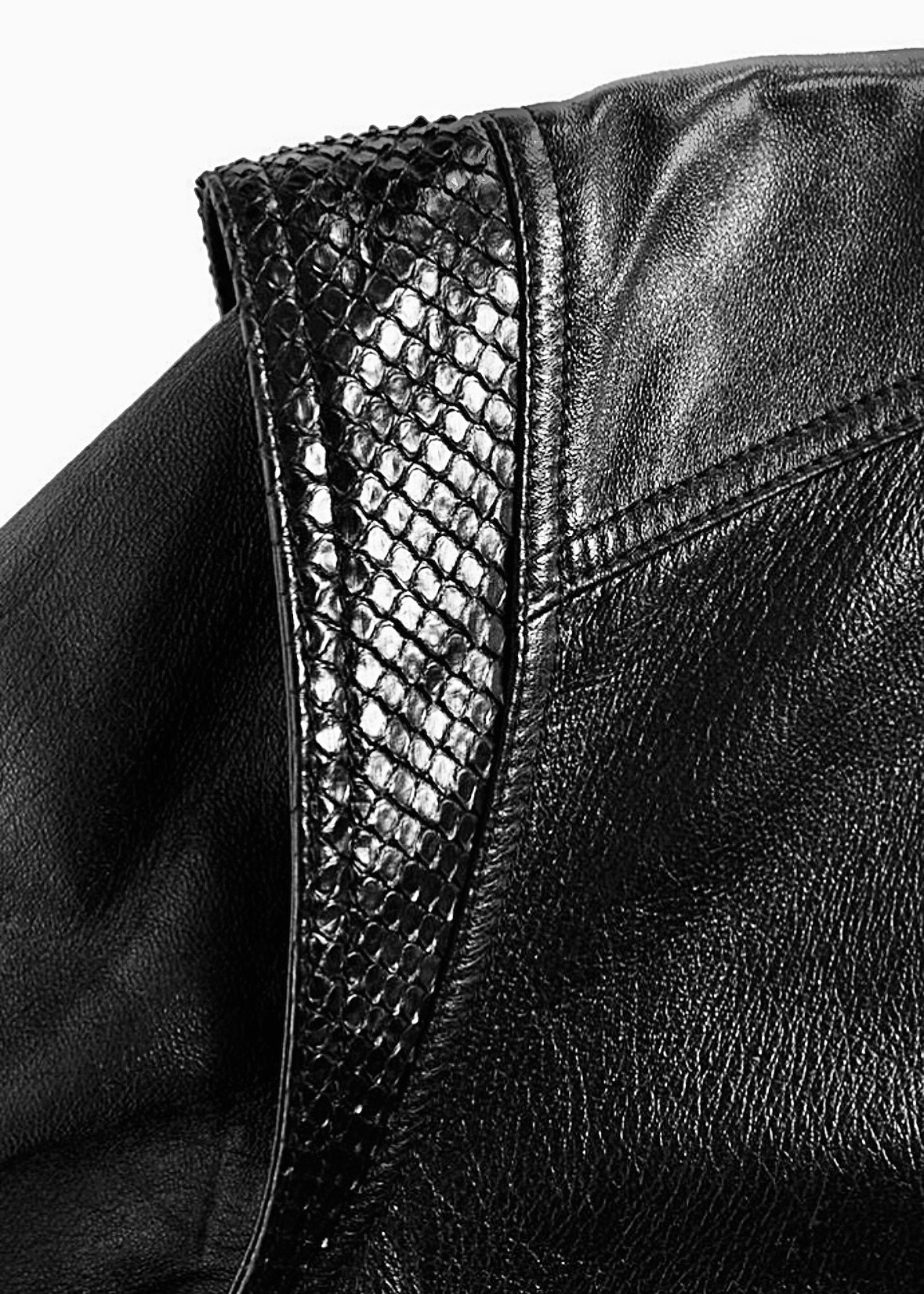 CELINE 2019ss snakeskin patchwork lambskin leather jacket - 6