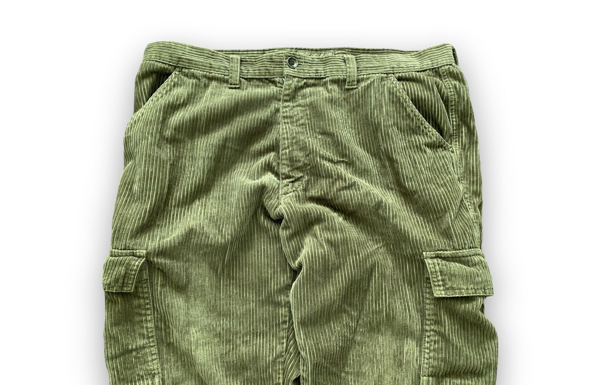 Corduroy Cargo Pants Olive Vintage Y2K Streetwear Men’s XL - 5
