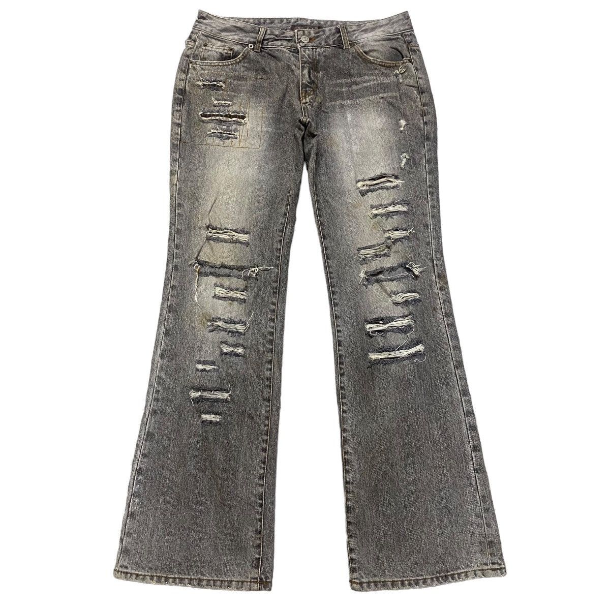 FUGA Distressed Denim Flare Jeans - 1