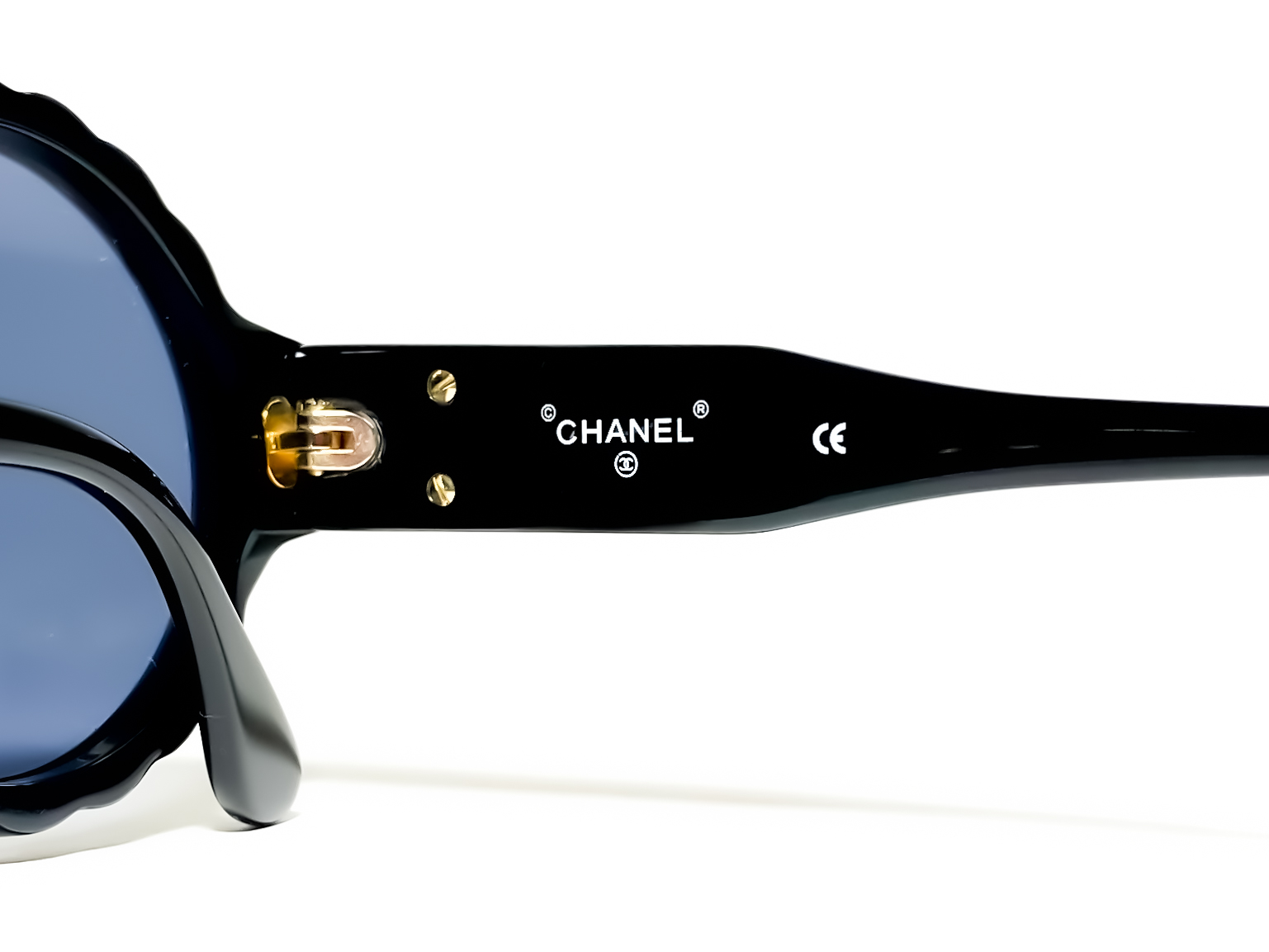 CHANEL Round Black Scalloped Sunglasses - 8