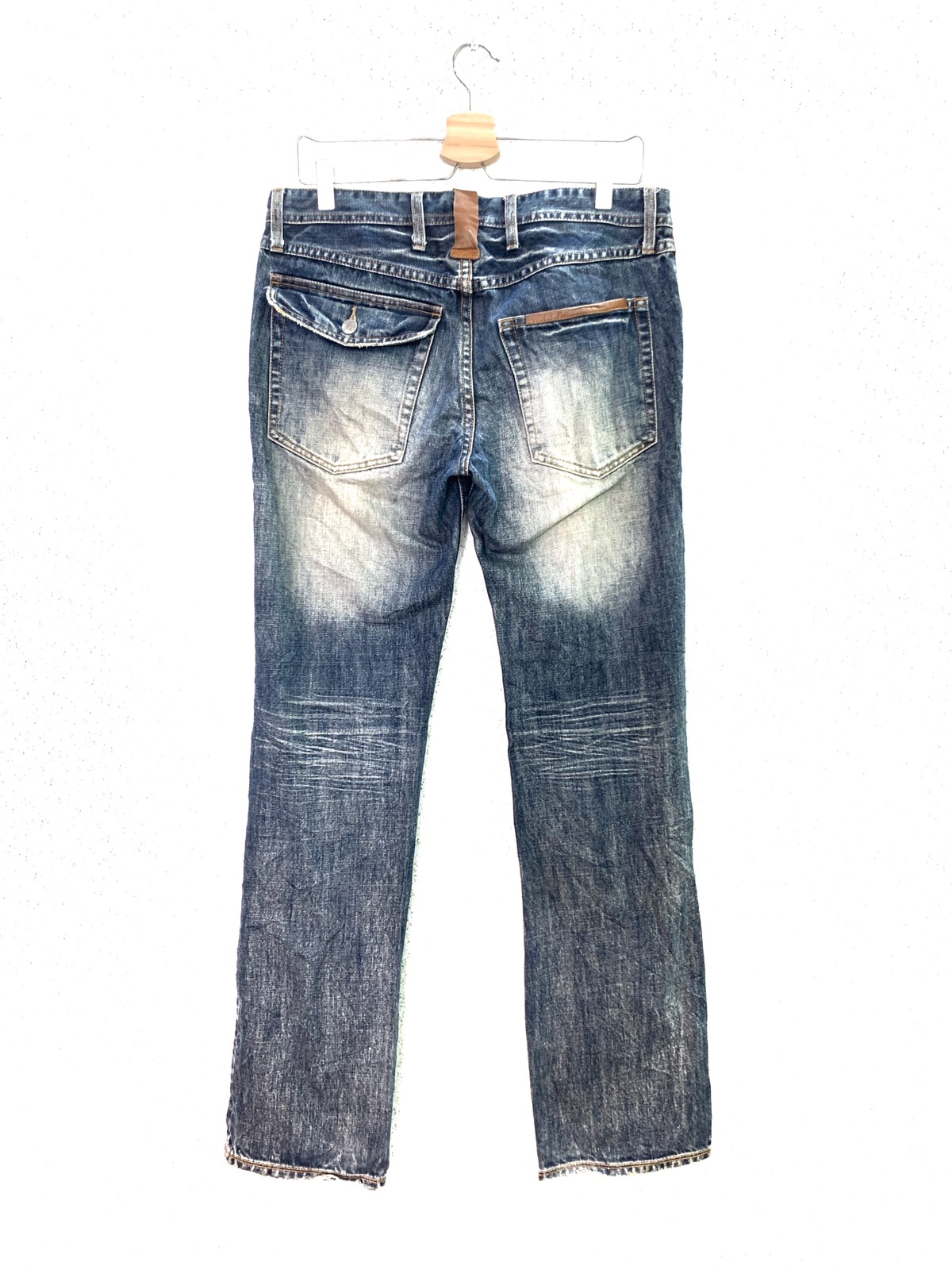 R.Newbold Patchwork Leather Design Denim Jeans - 2