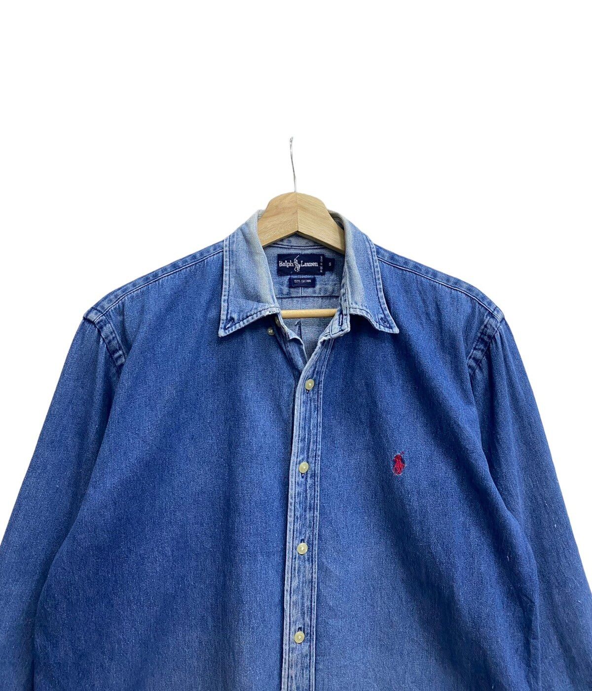 🔥VINTAGE RALPH LAUREN BLUE DENIM BUTTON UP SHIRT - 3