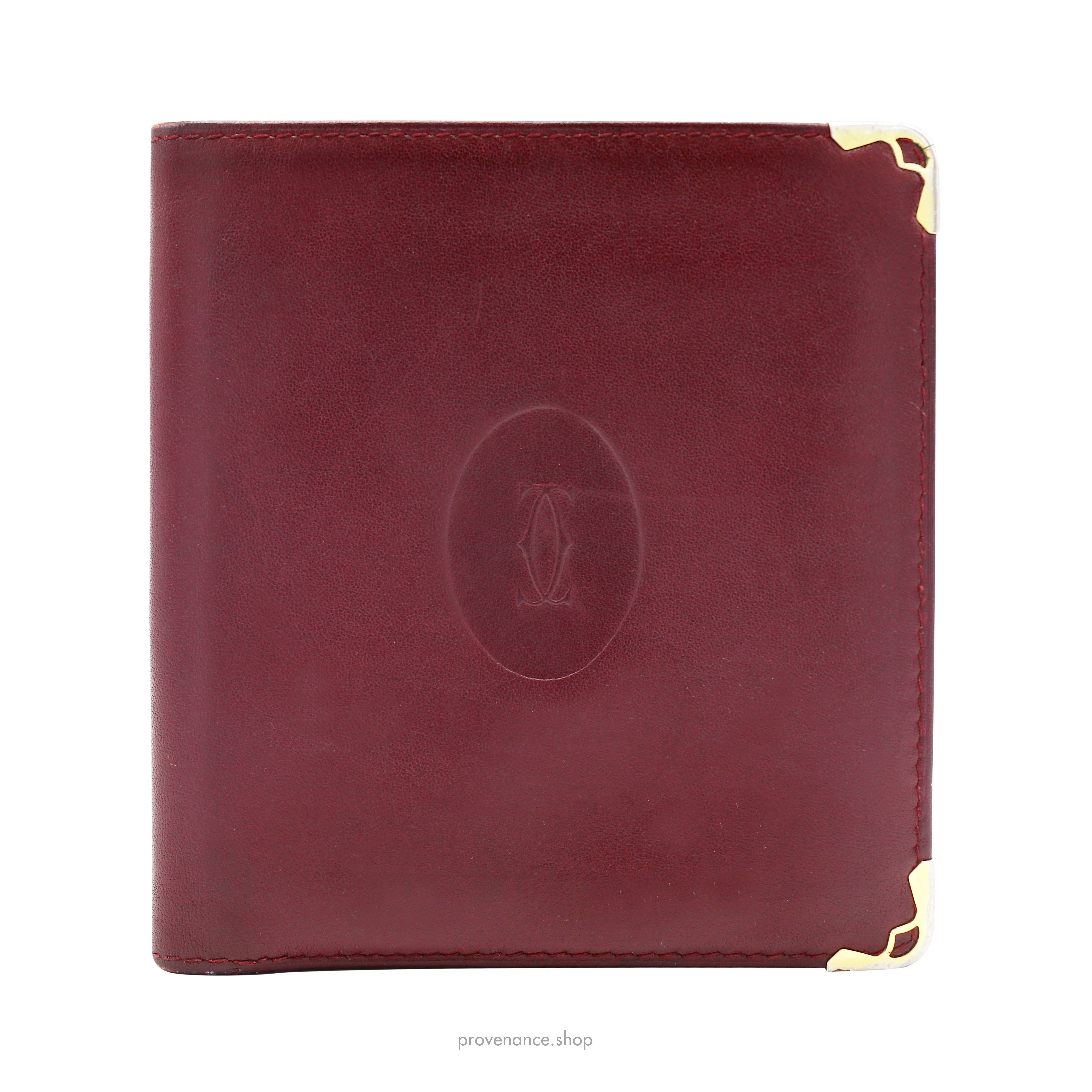 Bifold Wallet - Burgundy Calfskin Leather - 1
