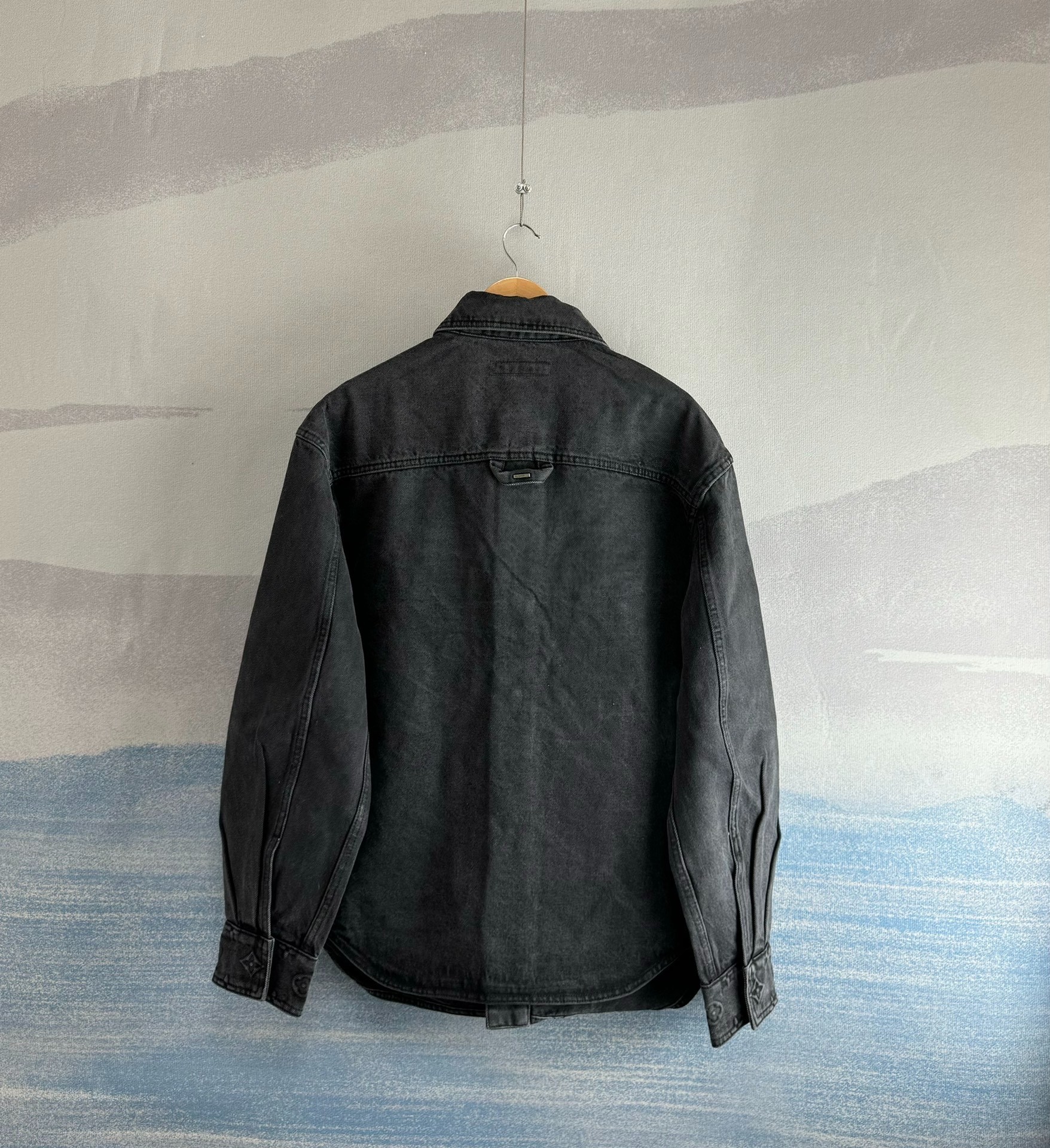 Louis Vuitton LV Black Washed Embossed Denim Jacket Shirt - 2