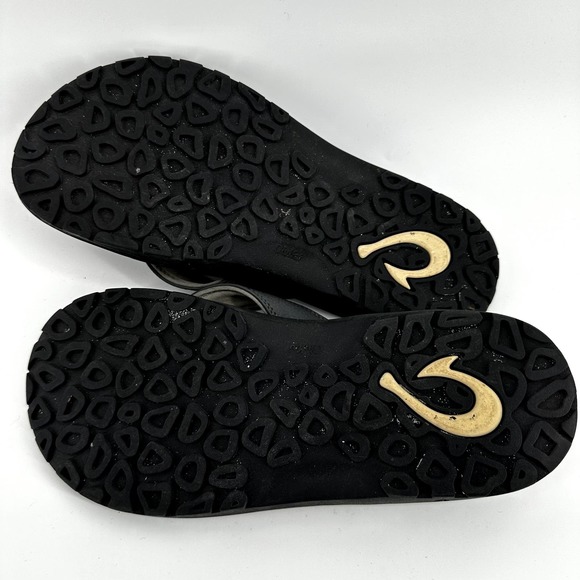 Olukai Ohana Beach Sandals Water Resistant Slip On Cushion Summer Black US 9 - 7