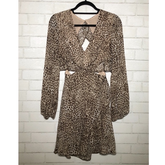 ASOS Animal Print Cut-Out Open Back Ruffle Dress - 6