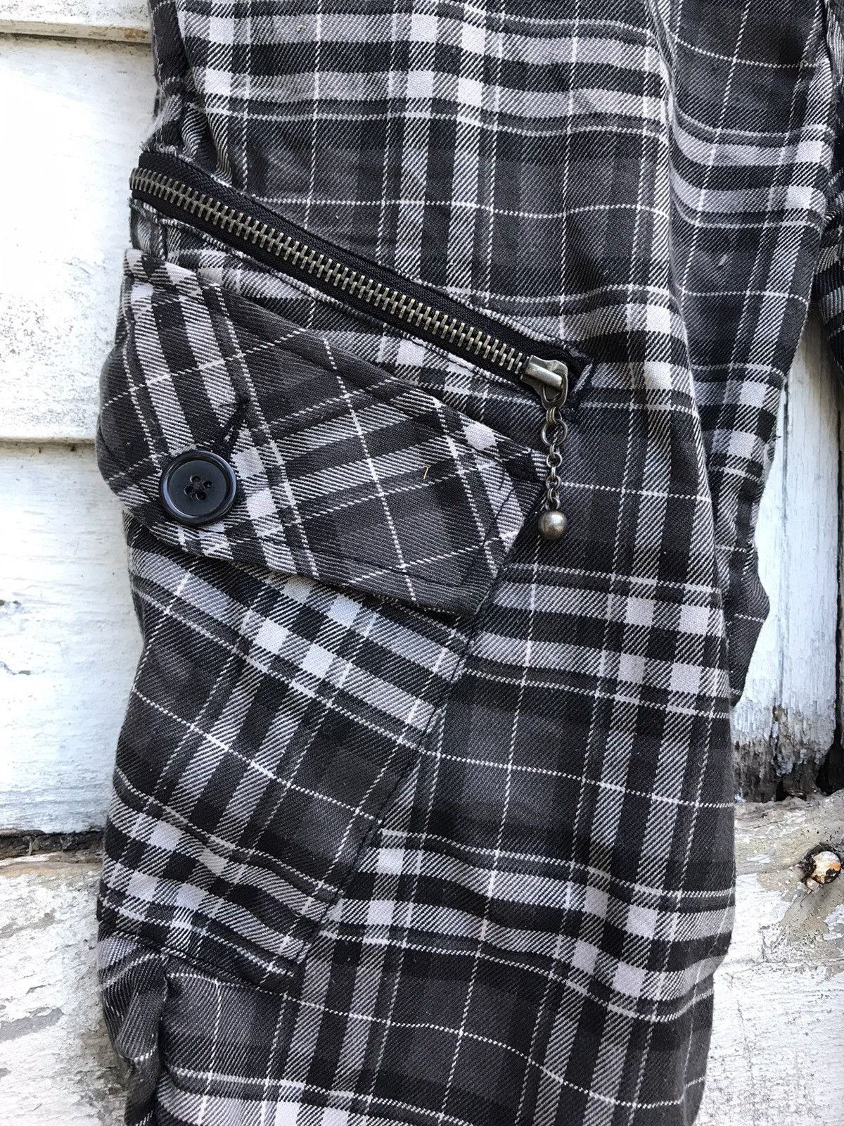 Japanese Brand - DoubleFocus Plaid Tartan Bondage Cargo Skinny Pant - 6