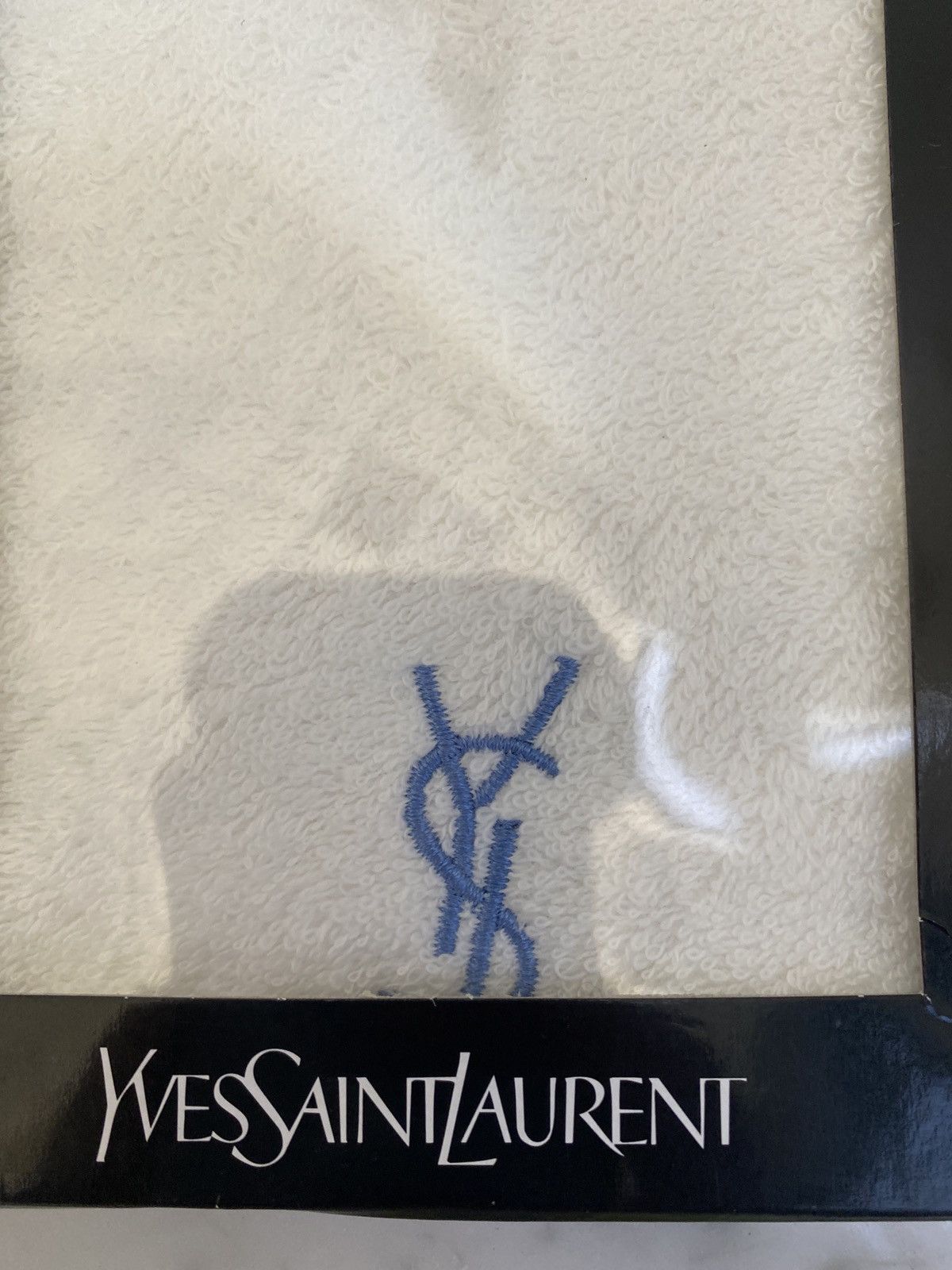 YSL Logo Embroidered Hand Towel White NWT - 3