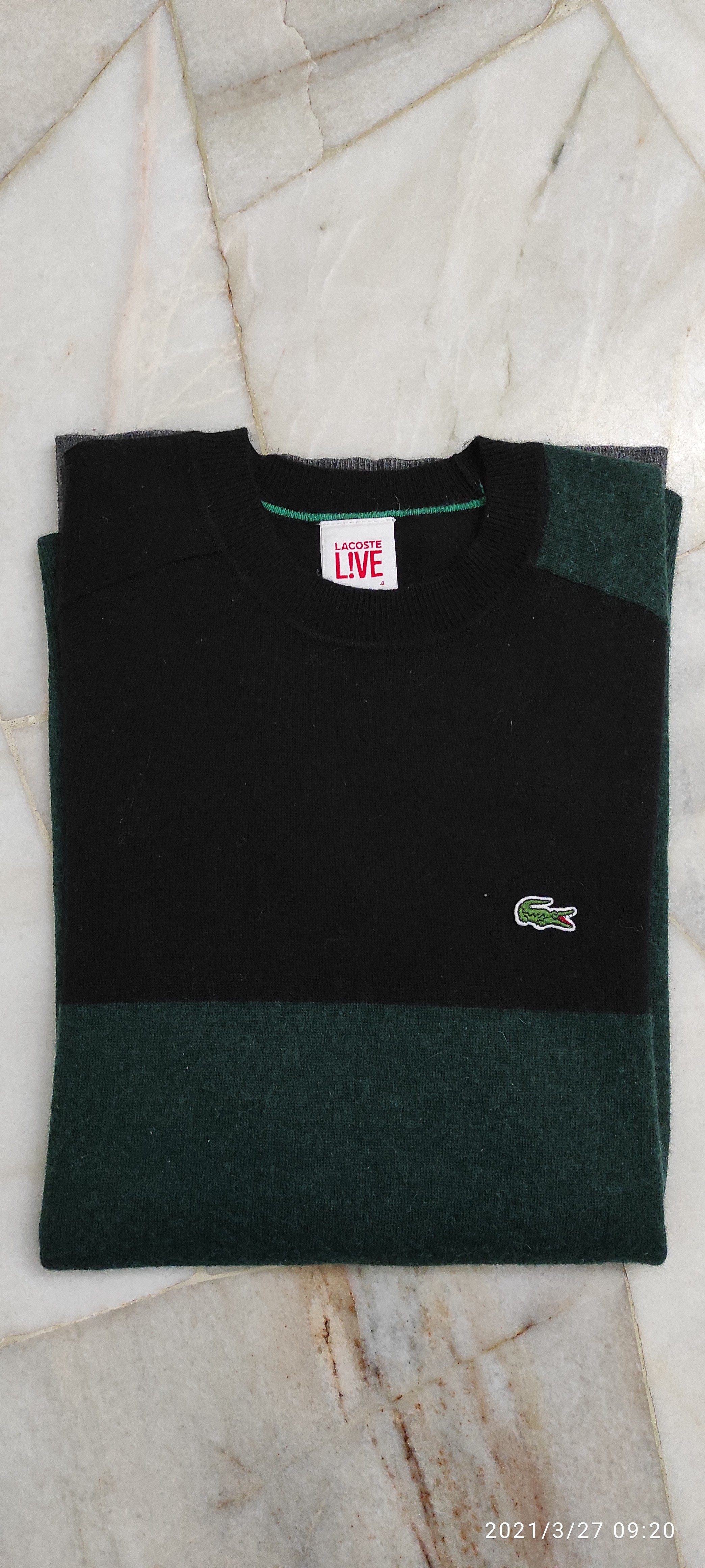 Authentic Lacoste L!ve knit raglan side split color block sweater - 12
