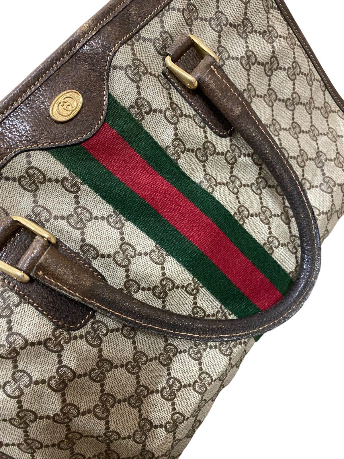 Vtg🔥Authentic Gucci GG Canvas Web Sherry Line Handbag - 13