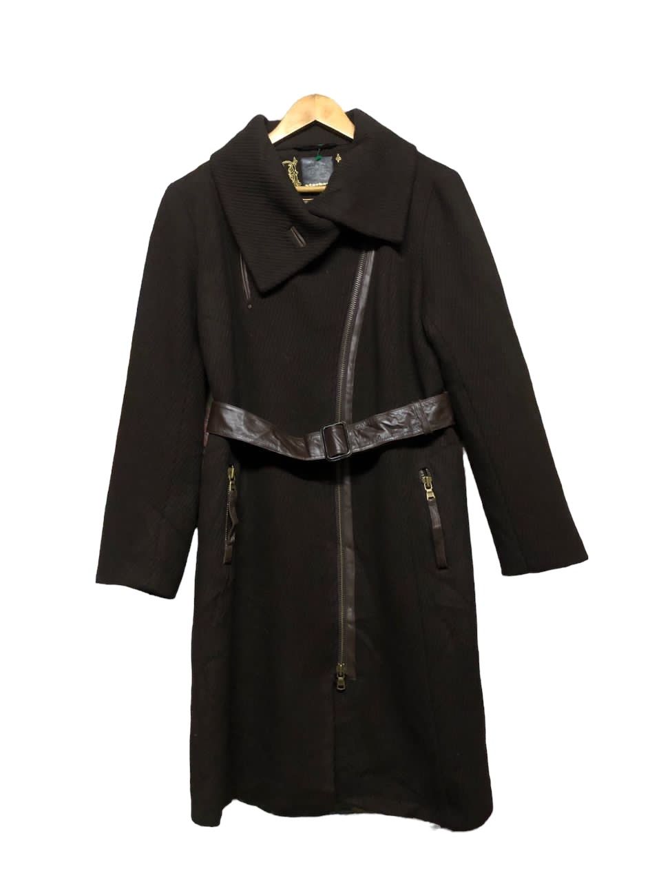 Authentic🔥Mackage Wool Asymetrical Longcoat Leather Belt - 2