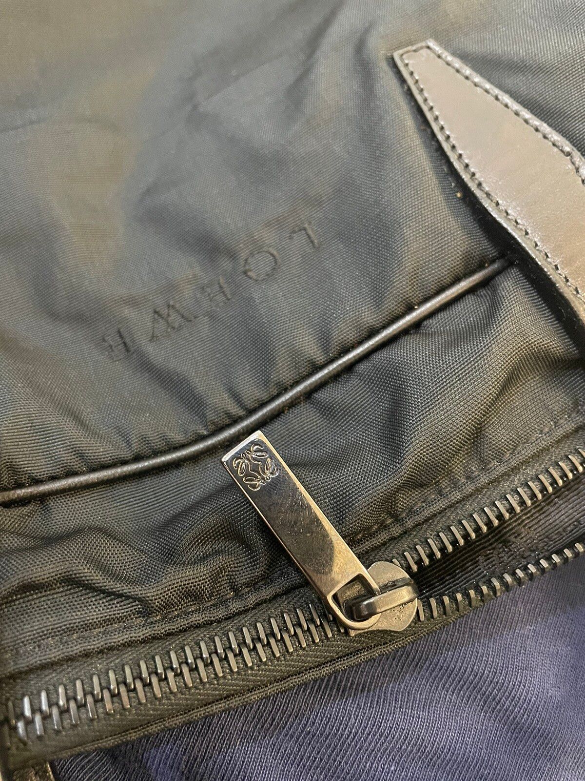 Loewe Black Nylon Leather Handle Travel Bag - 24