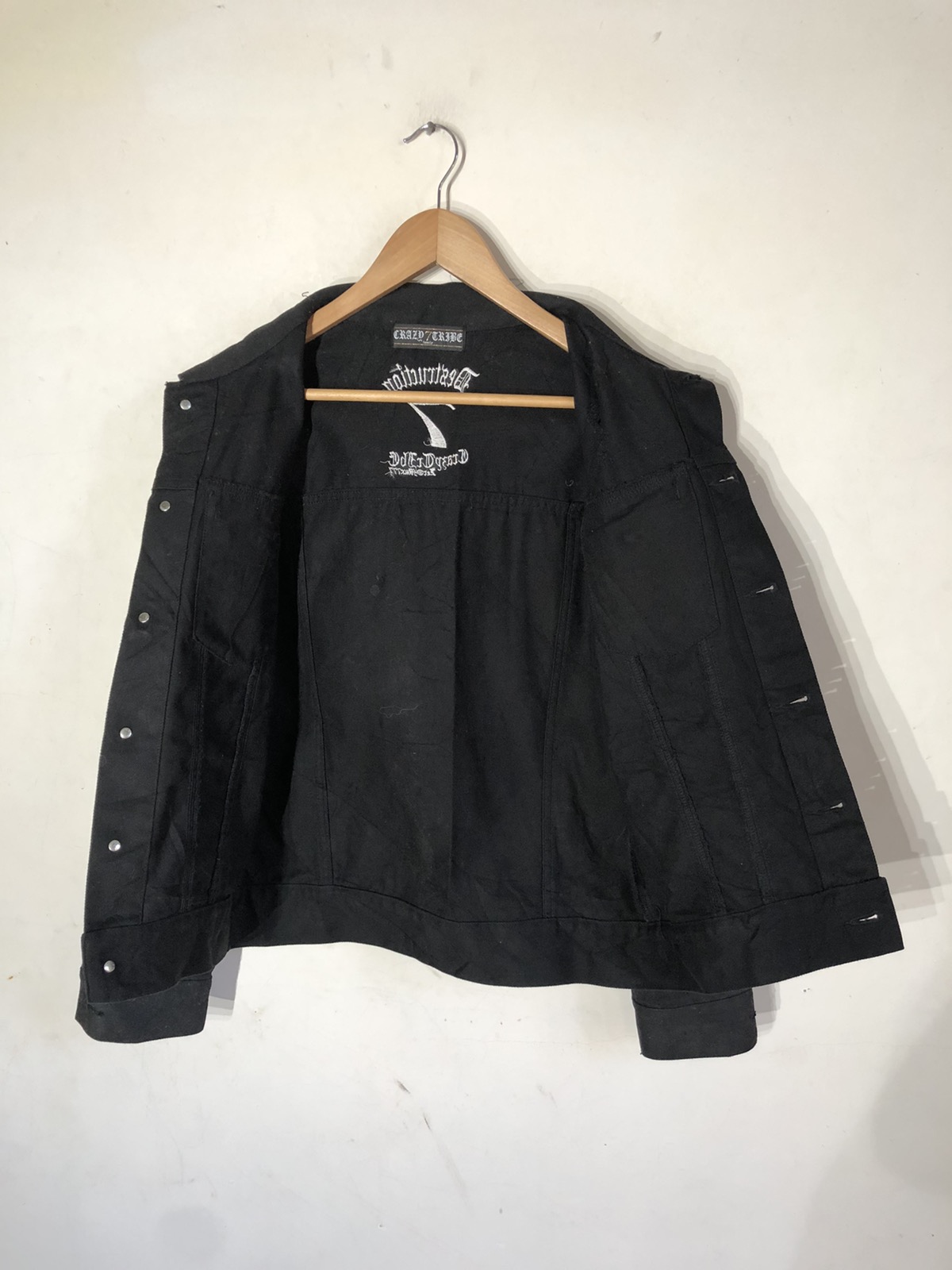 Black waxed denim trucker jacket - 5
