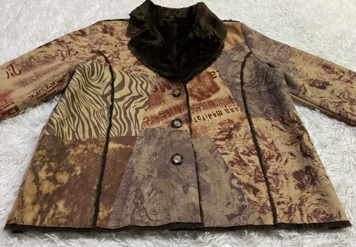 Japanese Brand - Chic Fleur Faux Fur Lined Fullprint Jacket - 2