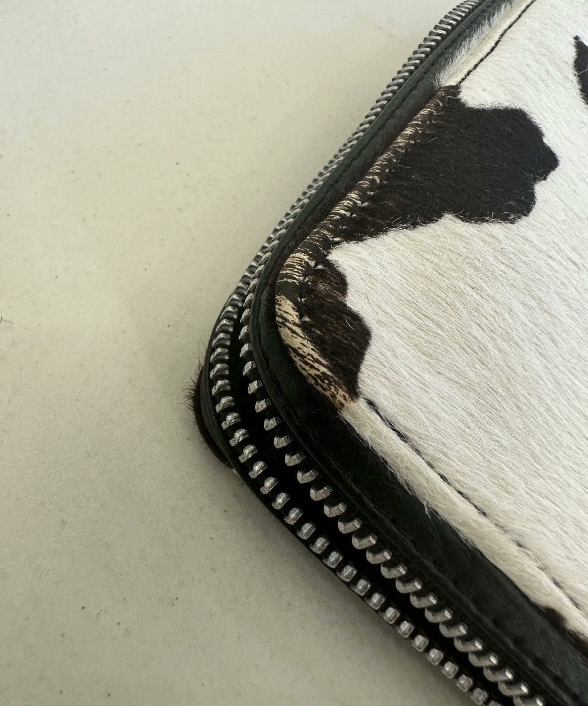 Cow pony fur silver stud wallet - 4