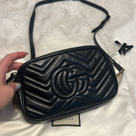 Gucci GG Marmont Small Shoulder Crossbody Bag in Black Leather - 12