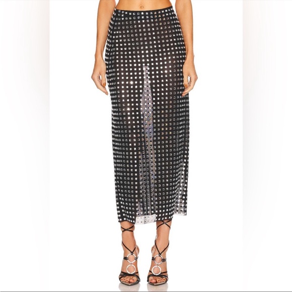 SOLD OUT Revolve NBD Zenni Mesh Rhinestone Crystal Midi Skirt - 2