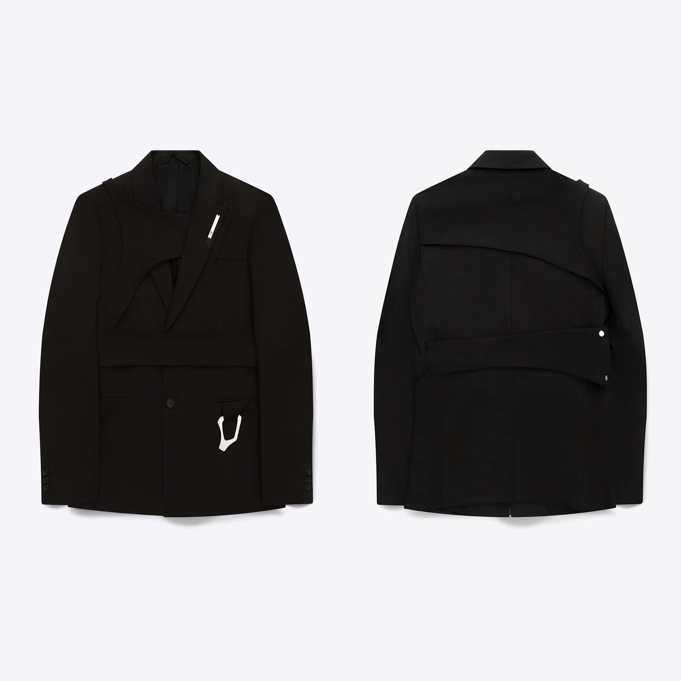 AW23 BLACK INTEGRATED HARNESS BLAZER - 10