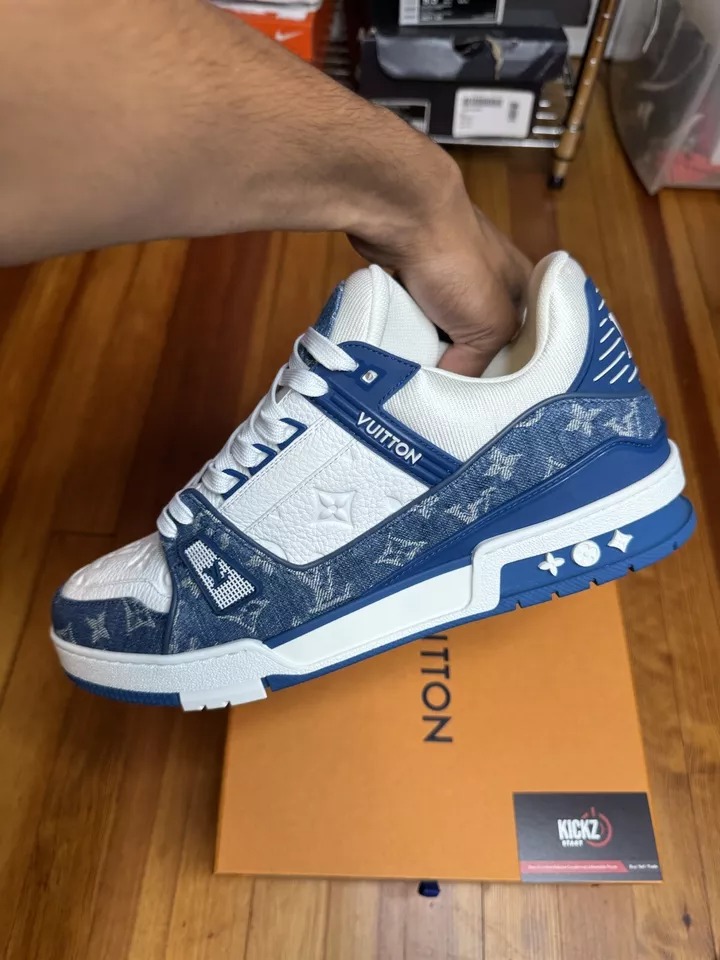 Louis Vuitton LV Trainer Monogram Denim White Blue - 1