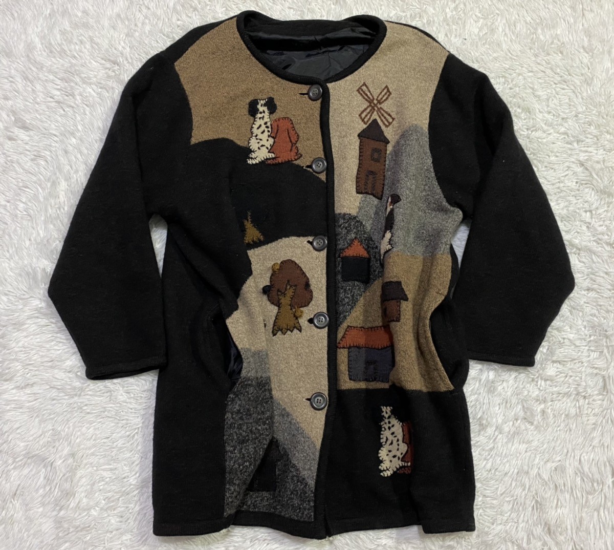 Cardigan - [SUI] Logo Patchwork Wool Cardigan Button Up Sweater - 7