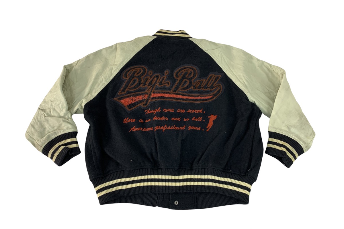 Streetwear - Bigi Ball Champion Big Logo Simple Leather Varsity Jacket - 1