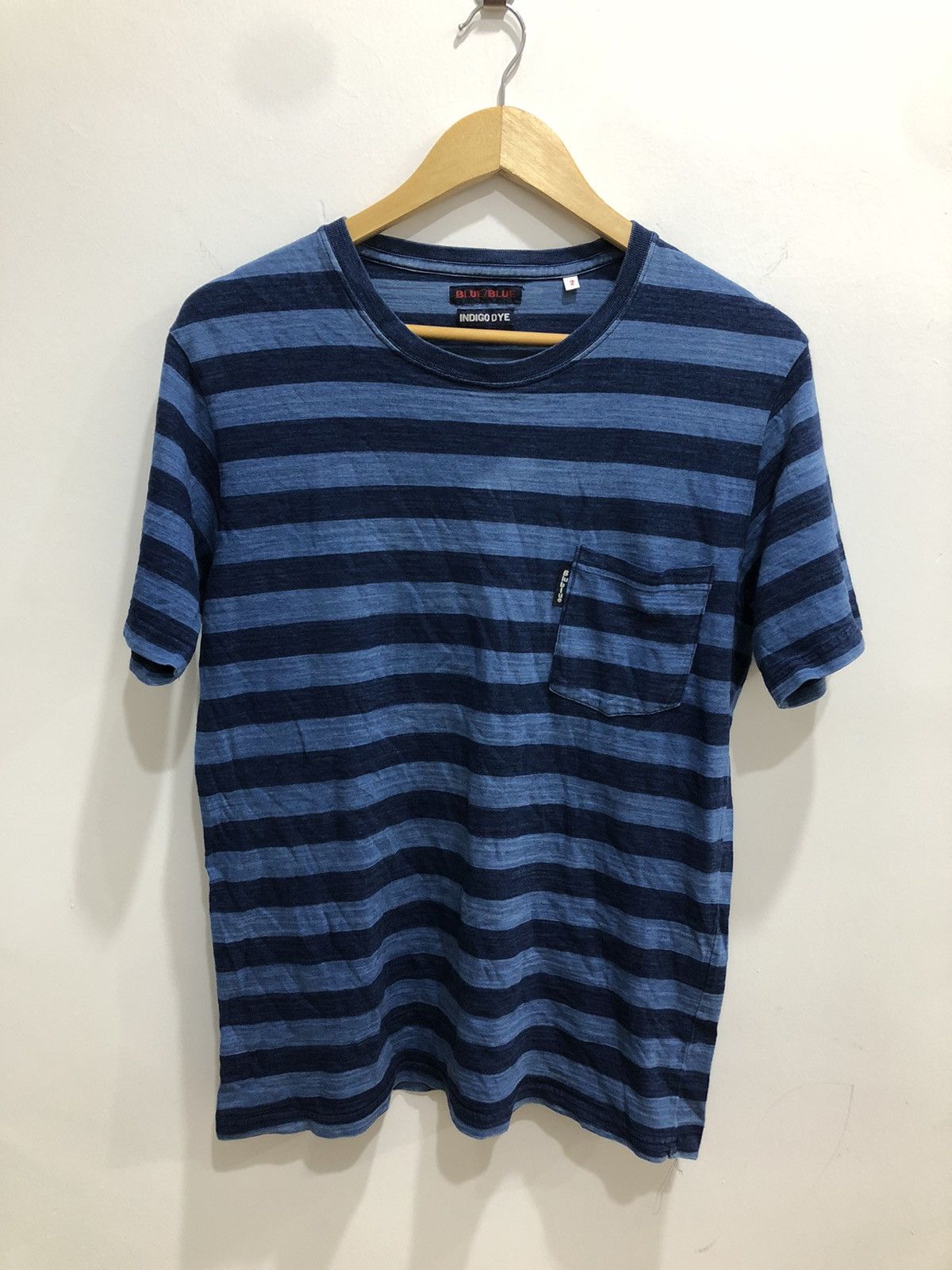 Vintage Blue Blue Japan x Indigo Blue Stripes Tshirt - 1