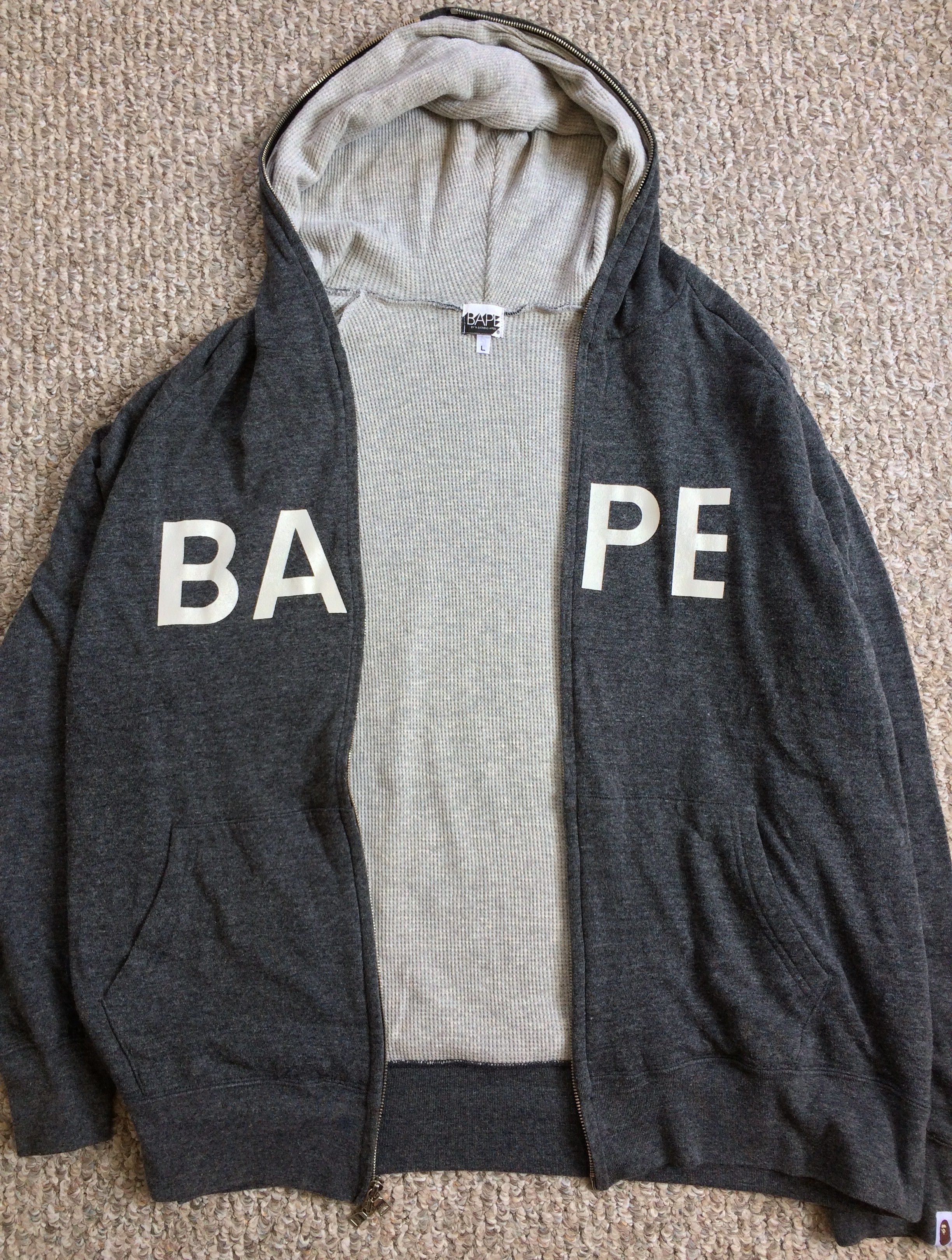 OG Bape Full Zip Thermal Spellout Hoodie - 4