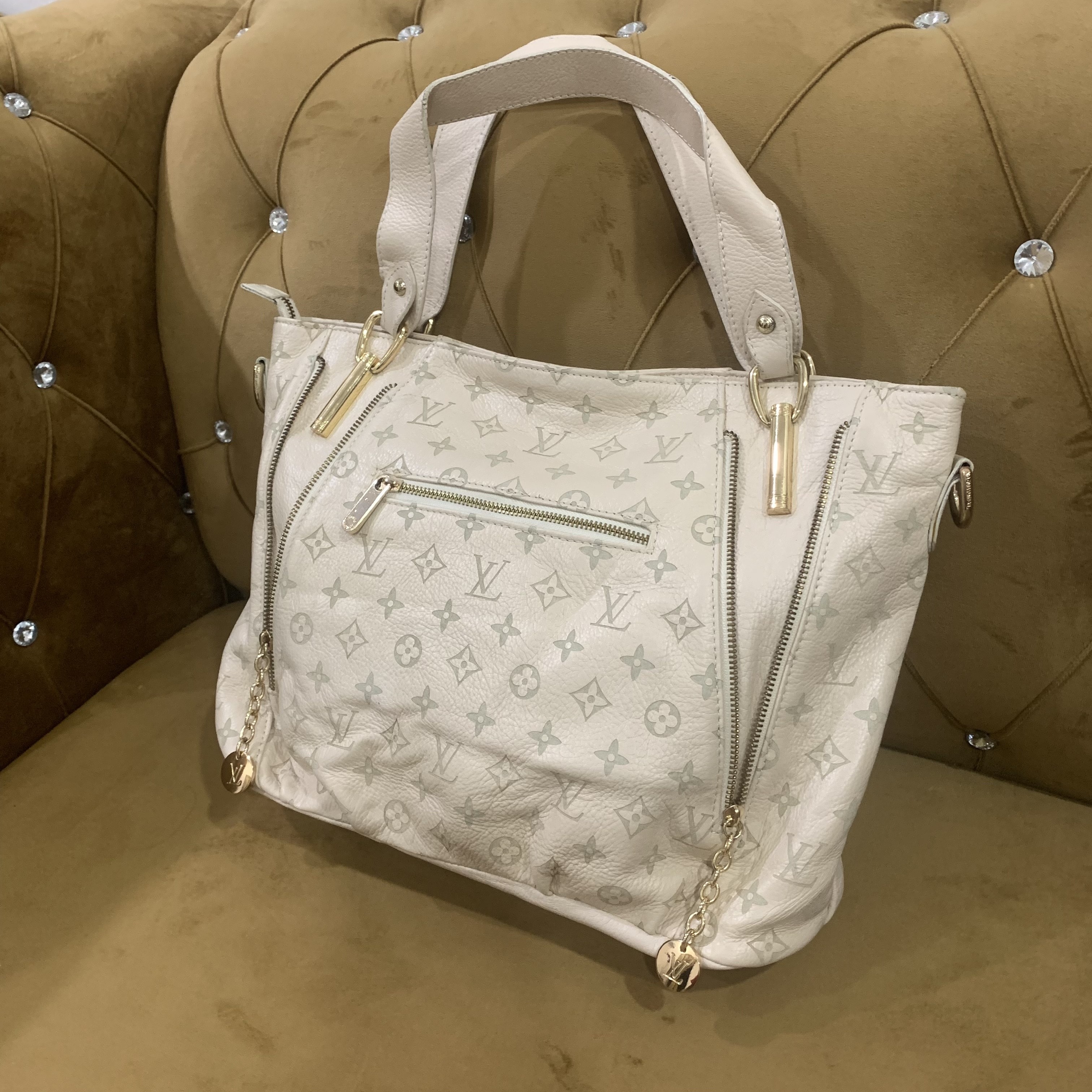 Louis Vuitton Cream Monogram Empreinte Leather Lumineuse Bag