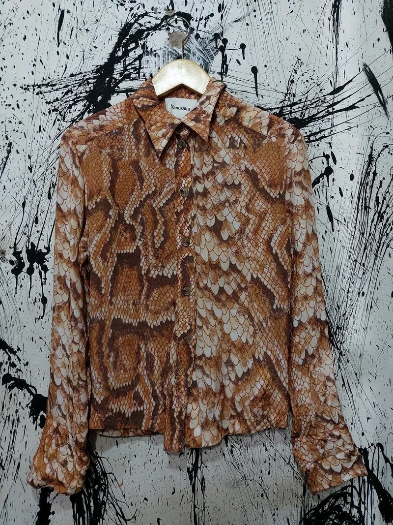 INSPIRED JPG STYLE NANUSHKA SNAKE PATTERN BUTTON UP SHIRT - 1