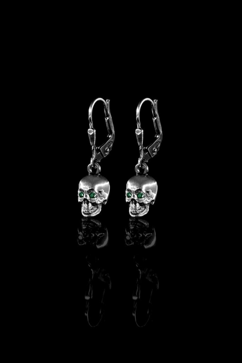 Ugo Cacciatori - Tiny skull EMERALDS earrings.Like Chrome Hearts - 1