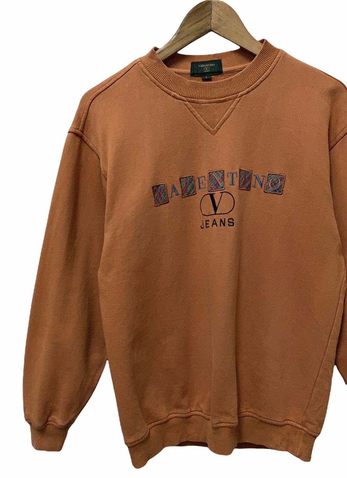 VALENTINO Sweatshirt Big Logo Spell Out Orange Jumper - 4